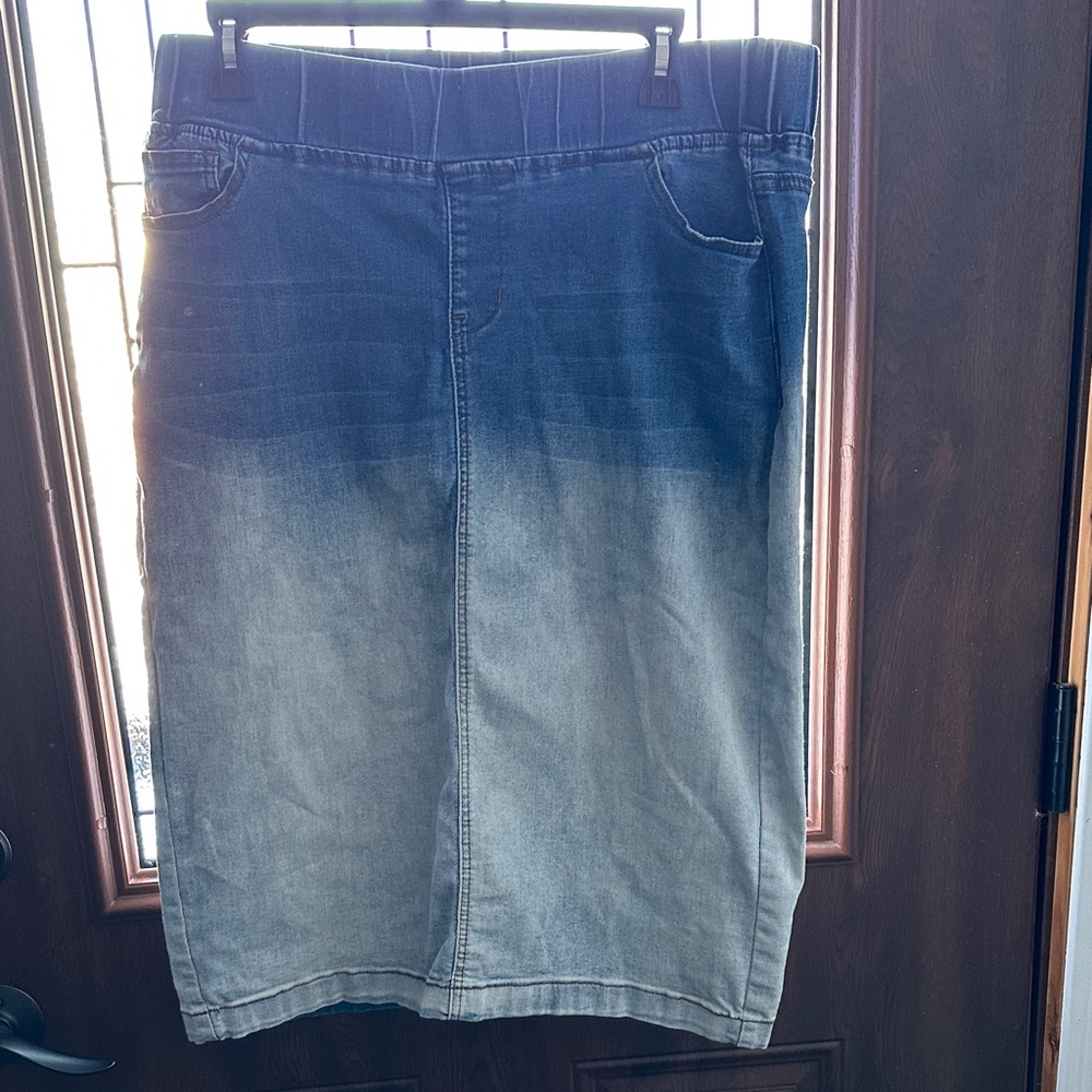 Blue Denim Skirt with Ombre Effect